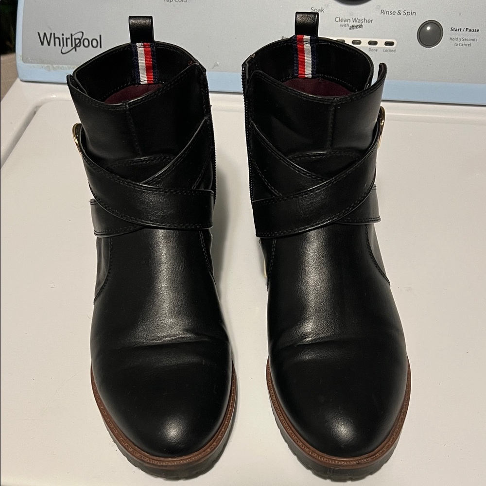 Women’s Black Ankle Boots with Buckle Detail